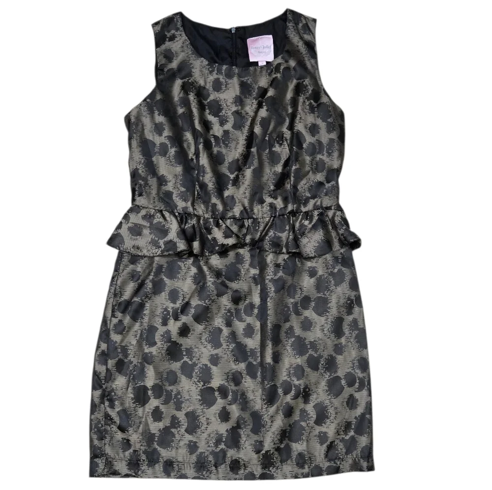 Romeo & Juliet Couture Metallic Jacquard Peplum Dress M